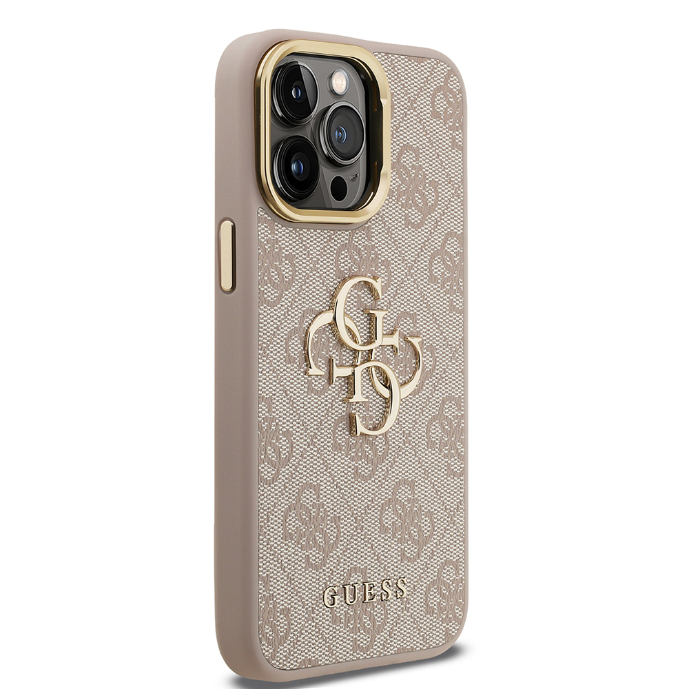 Apple iPhone 13 Pro Max Case Guess Original Licensed PU Leather 4G Patterned Metal Big 4G and Text Logo Camera Stand Cover - 13