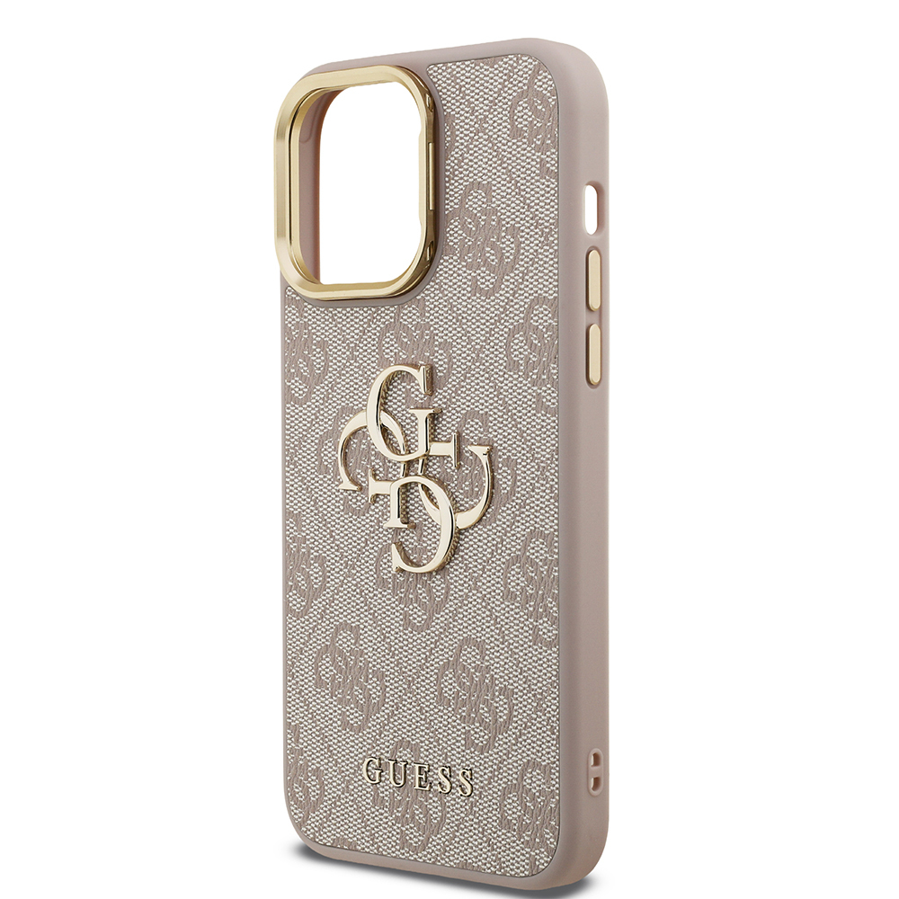 Apple iPhone 13 Pro Max Case Guess Original Licensed PU Leather 4G Patterned Metal Big 4G and Text Logo Camera Stand Cover - 15