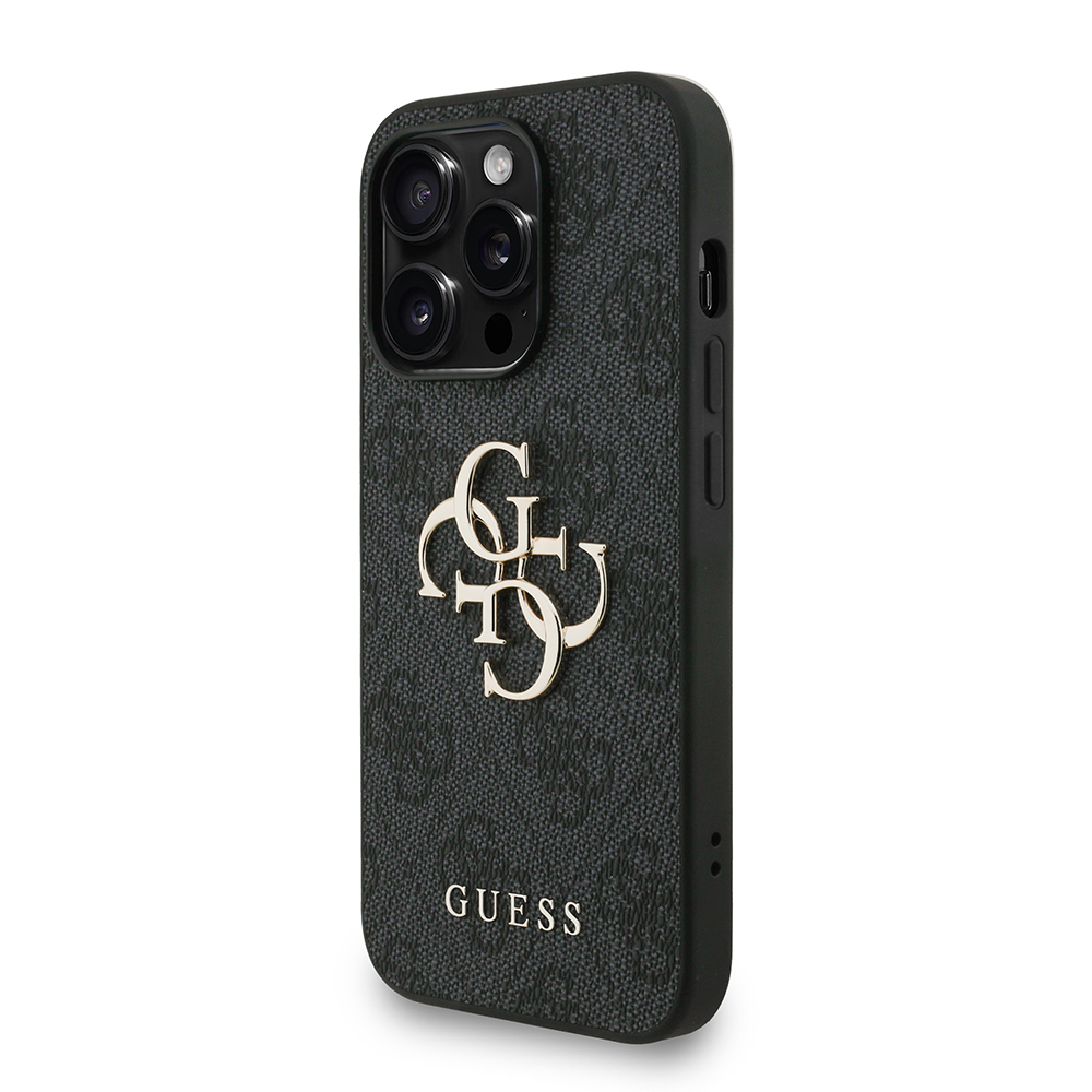 Apple iPhone 13 Pro Max Case Guess Original Licensed PU Leather Wrist Strap Rope Metal Large 4G and Text Logo Cover - 6