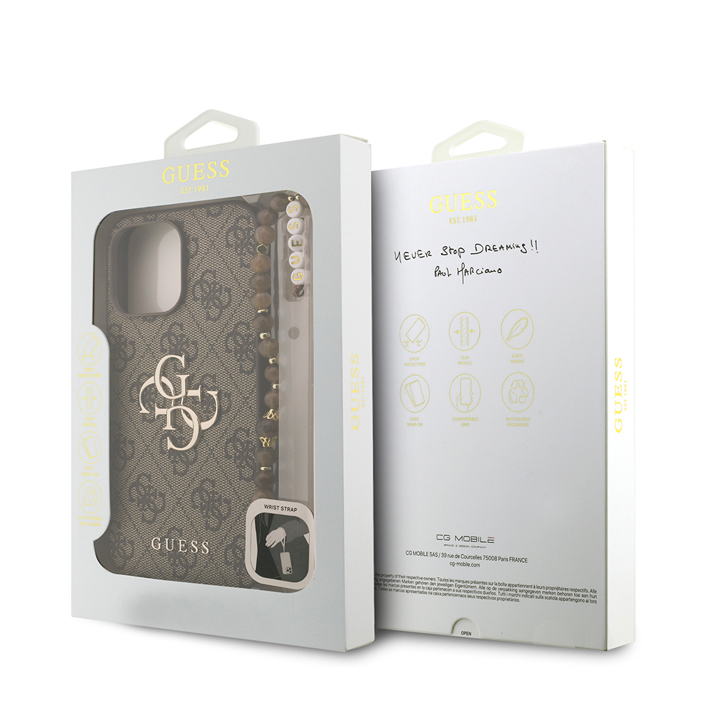 Apple iPhone 13 Pro Max Case Guess Original Licensed PU Leather Wrist Strap Rope Metal Large 4G and Text Logo Cover - 18