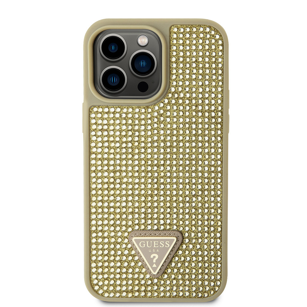 Apple iPhone 13 Pro Max Case Guess Original Licensed Stone Back Surface Triangle Logo Cover - 14