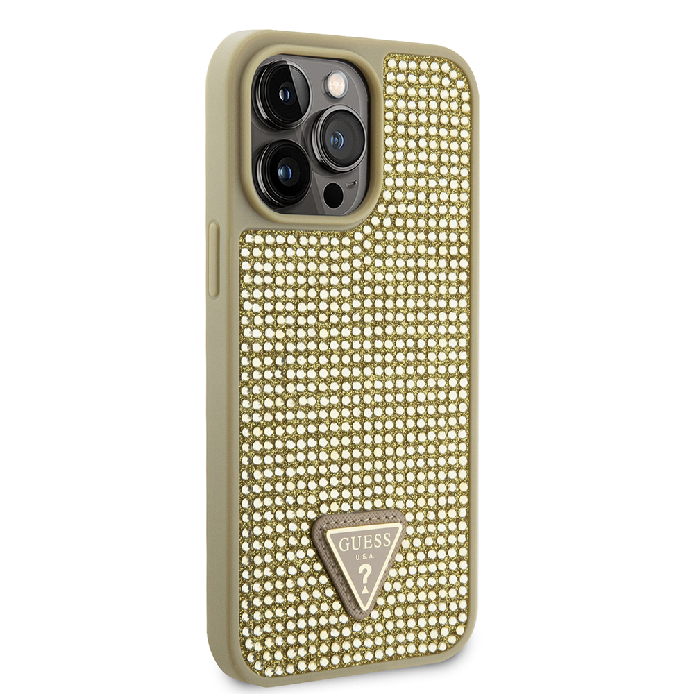 Apple iPhone 13 Pro Max Case Guess Original Licensed Stone Back Surface Triangle Logo Cover - 15