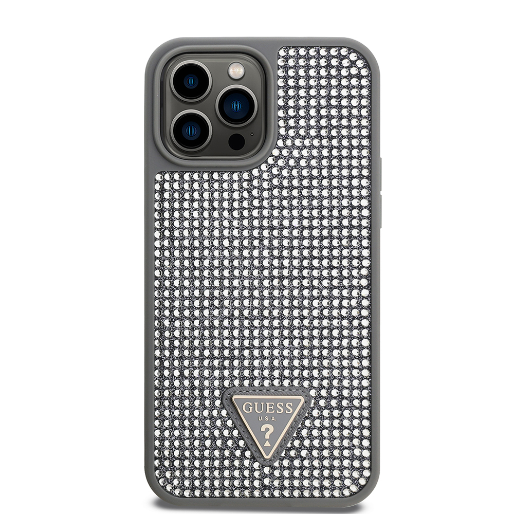 Apple iPhone 13 Pro Max Case Guess Original Licensed Stone Back Surface Triangle Logo Cover - 28