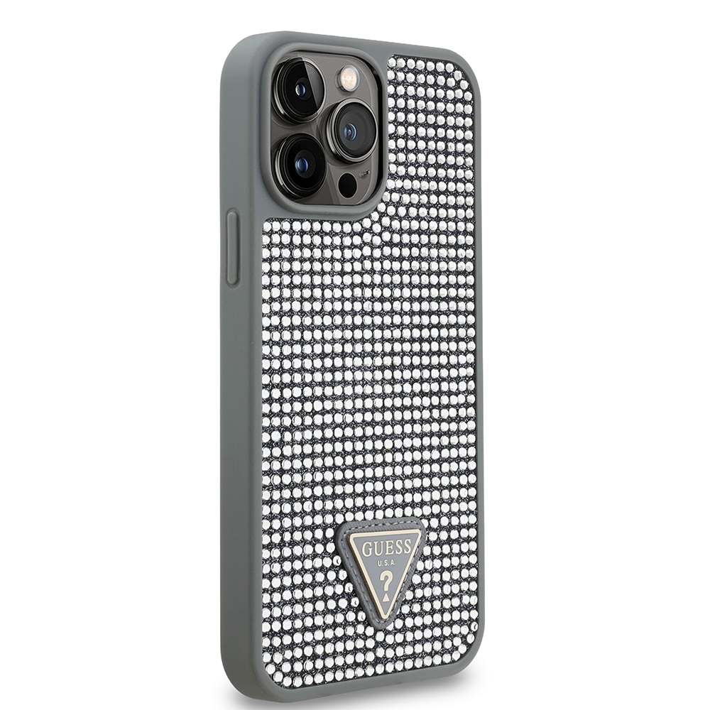 Apple iPhone 13 Pro Max Case Guess Original Licensed Stone Back Surface Triangle Logo Cover - 29