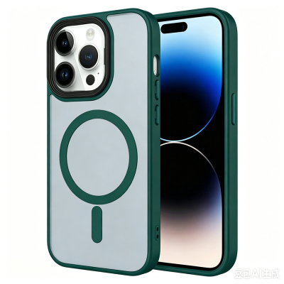 Apple iPhone 13 Pro Max Case Matte Back Surface Zore Flet Magsafe Cover with Wireless Charging Dark Green