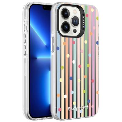 Apple iPhone 13 Pro Max Case Patterned Zore Silver Hard Cover Noktalar