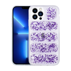 Apple iPhone 13 Pro Max Case With Camera Protection Glittery Airbag Zore Wave Cover Purple