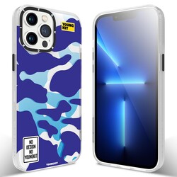 Apple iPhone 13 Pro Max Case YoungKit Kamuflaj Series Cover Blue