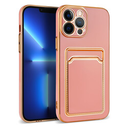 Apple iPhone 13 Pro Max Case Zore Bark with Card Holder Cover Rose Gold