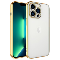 Apple iPhone 13 Pro Max Case Zore Glitter Full Color Silicon Cover Gold