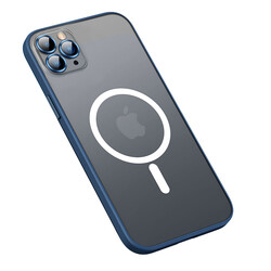 Apple iPhone 13 Pro Max Case Zore Mokka Wireless Cover Navy blue