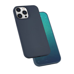 Apple iPhone 13 Pro Max Case Zore Silk Silicon Navy blue