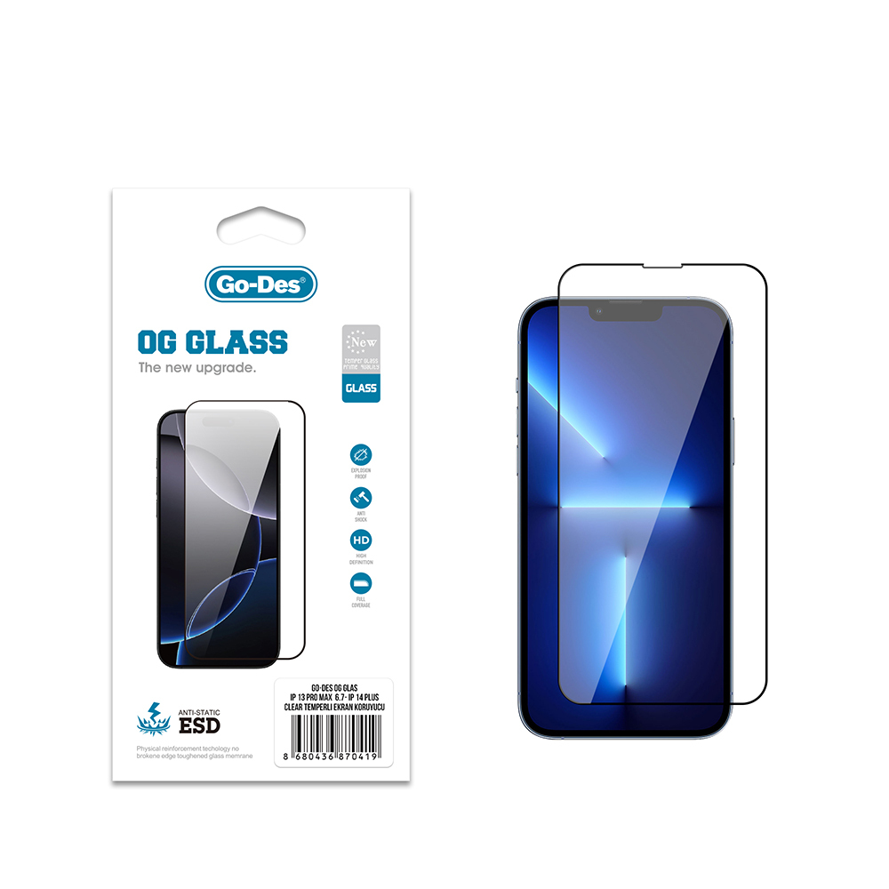 Apple iPhone 13 Pro Max Go Des OG Glass Antistatik Temperli Cam Ekran Koruyucu - 2