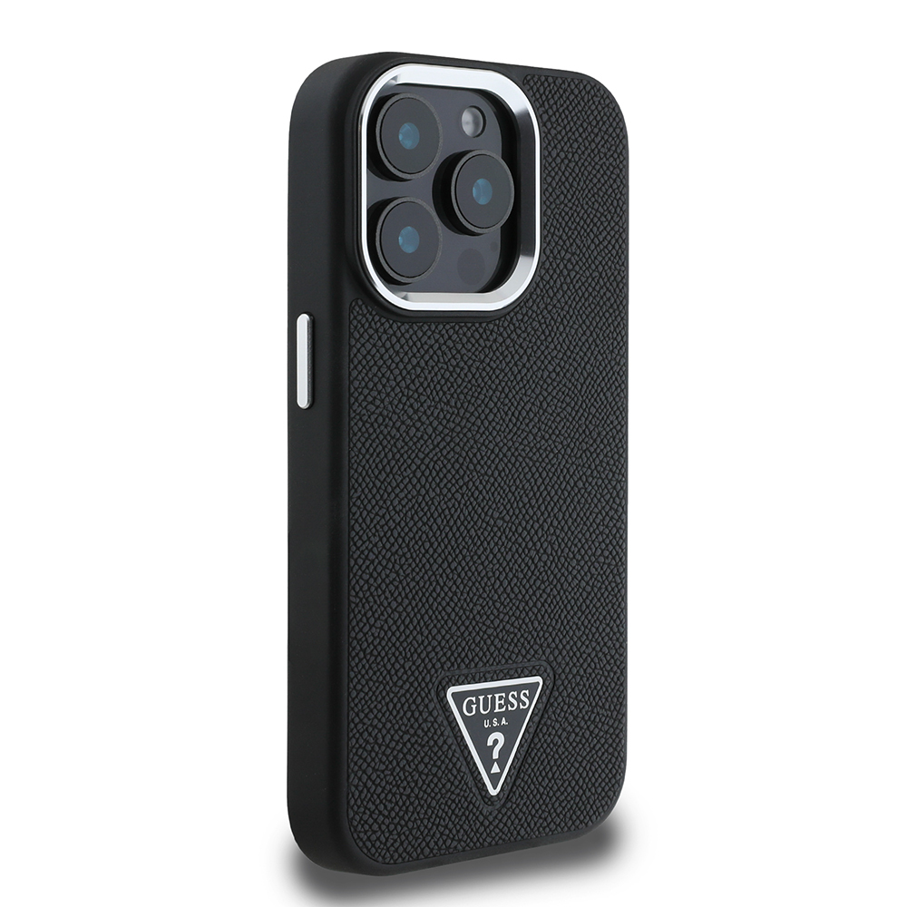 Apple iPhone 13 Pro Max Kılıf Guess Orjinal Lisanslı M-safe Şarj Özellikli Grained Triangle Kapak - 6