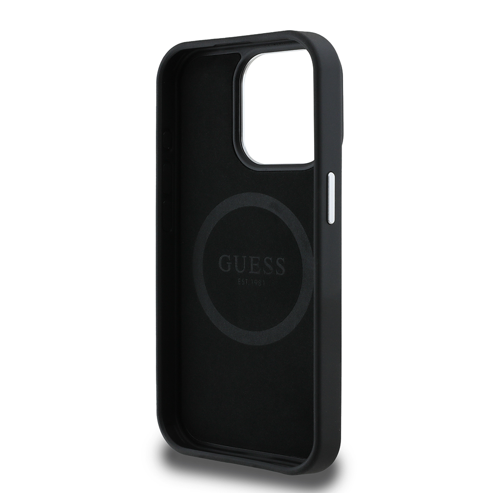 Apple iPhone 13 Pro Max Kılıf Guess Orjinal Lisanslı M-safe Şarj Özellikli Grained Triangle Kapak - 9