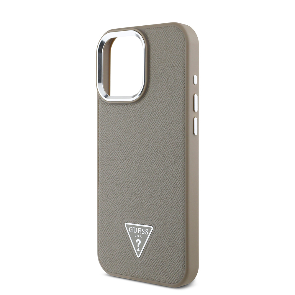 Apple iPhone 13 Pro Max Kılıf Guess Orjinal Lisanslı M-safe Şarj Özellikli Grained Triangle Kapak - 15