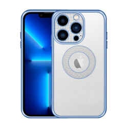 Apple iPhone 13 Pro Max Kılıf Kamera Korumalı Logo Gösteren Zore Esta Kapak Mavi