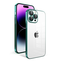Apple iPhone 13 Pro Max Kılıf Kamera Korumalı Renkli Çerçeveli Zore Garaj Kapak Koyu Yeşil