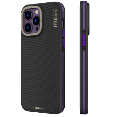 Apple iPhone 13 Pro Max Kılıf M-safe Şarj Özellikli YoungKit 600D Kapak Derin Mor