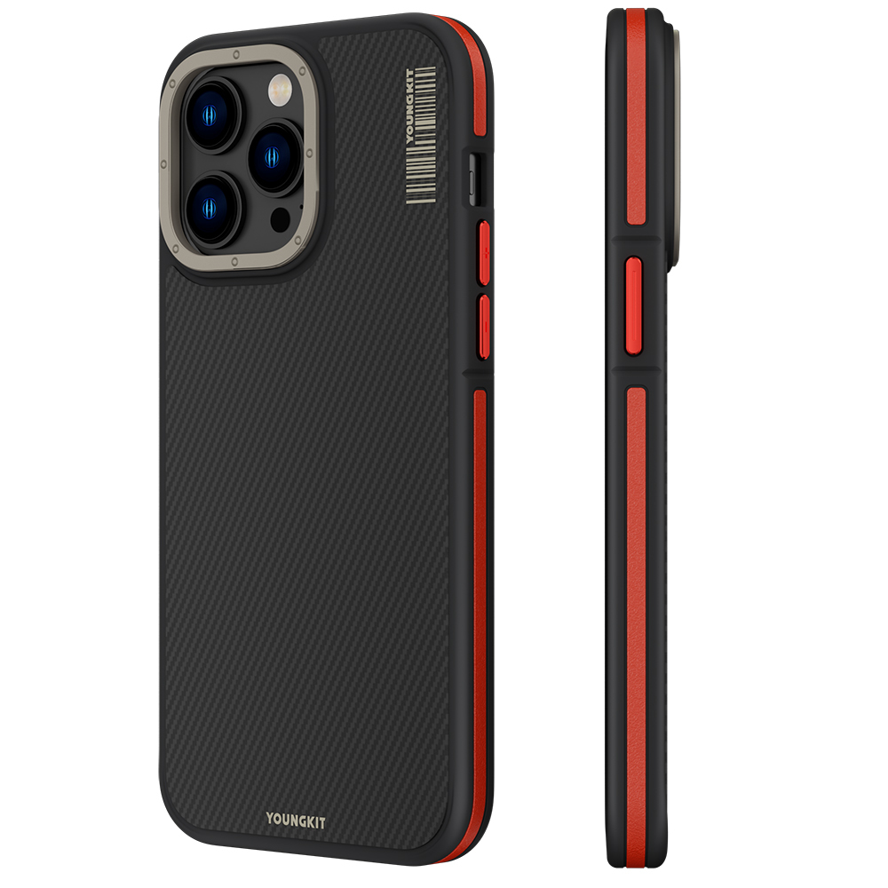 Apple iPhone 13 Pro Max Kılıf M-safe Şarj Özellikli YoungKit 600D Kevlar Kapak - 1