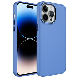 Apple iPhone 13 Pro Max Kılıf Metal Çerçeve ve Buton Tasarımlı Silikon Zore Luna Kapak Lavendery Gray