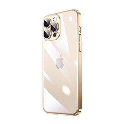 Apple iPhone 13 Pro Max Kılıf Sert PC Renkli Çerçeveli Zore Riksos Kapak Gold