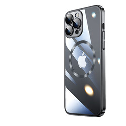 Apple iPhone 13 Pro Max Kılıf Wireless Şarj Özellikli Sert PC Zore Riksos Magsafe Kapak Siyah