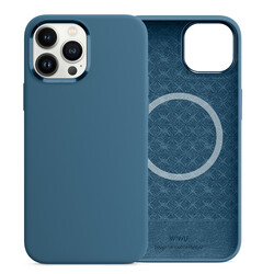 Apple iPhone 13 Pro Max Kılıf Wiwu Magsafe Magnetic Silikon Kapak Mavi