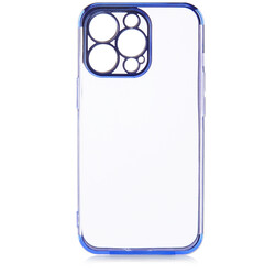 Apple iPhone 13 Pro Max Kılıf Zore Dört Köşeli Lazer Silikon Kapak Mavi