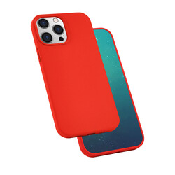 Apple iPhone 13 Pro Max Kılıf Zore Silk Silikon Kırmızı