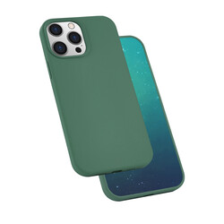 Apple iPhone 13 Pro Max Kılıf Zore Silk Silikon Koyu Yeşil