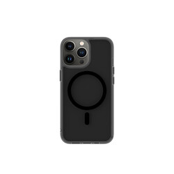 Apple iPhone 13 Pro Max Wiwu Magsafe Şarj Özellikli Lens Korumalı Şeffaf Silikon Kapak Siyah