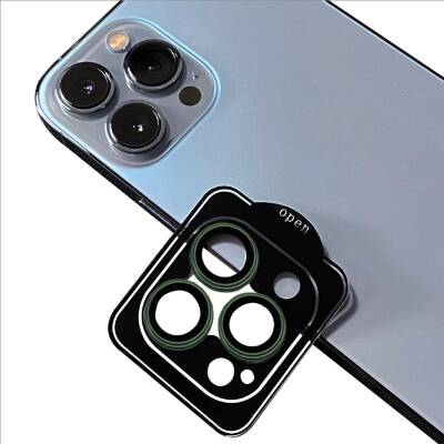 Apple iPhone 13 Pro Max Zore CL-11 Safir Parmak İzi Bırakmayan Anti-Reflective Kamera Lens Koruyucu Koyu Yeşil