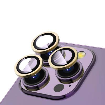 Apple iPhone 13 Pro Max Zore CL-12 Premium Safir Parmak İzi Bırakmayan Anti-Reflective Kamera Lens Koruyucu Gold