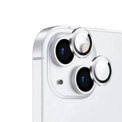 Apple iPhone 13 Zore CL-12 Premium Safir Parmak İzi Bırakmayan Anti-Reflective Kamera Lens Koruyucu Gümüş