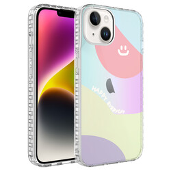 Apple iPhone 14 Case Airbag Edge Colorful Patterned Silicone Zore Elegans Cover NO7