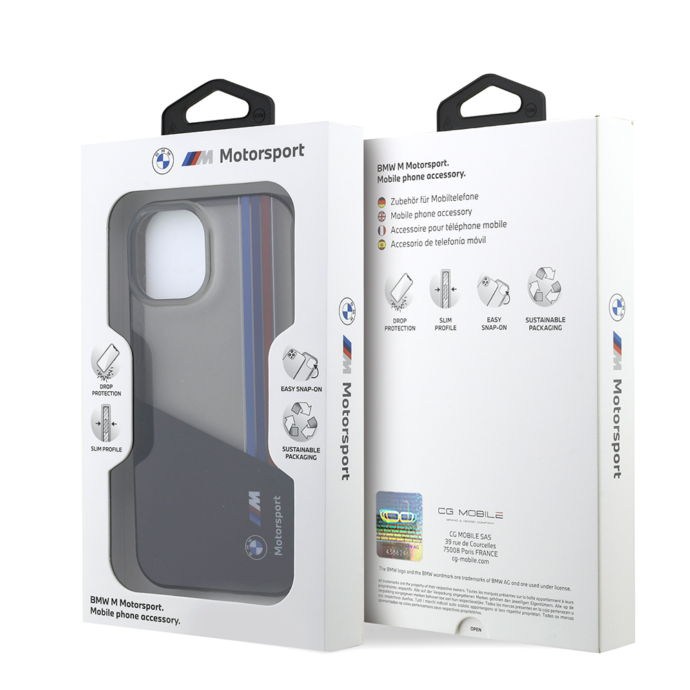 Apple iPhone 14 Case BMW Original Licensed Semi-Transparent M Design Striped Cover - 9