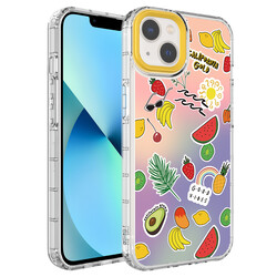 Apple iPhone 14 Case Camera Protected Colorful Patterned Hard Silicone Zore Korn Cover NO4