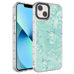 Apple iPhone 14 Case Camera Protected Colorful Patterned Hard Silicone Zore Korn Cover NO13