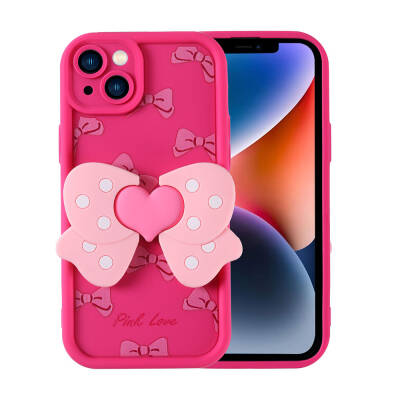 Apple iPhone 14 Case Camera Protected Figure Designed Zore Cover Dark Pink