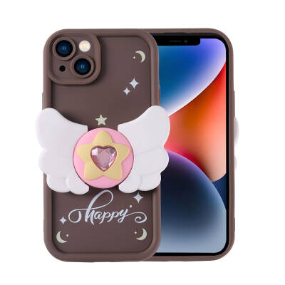 Apple iPhone 14 Case Camera Protected Figure Designed Zore Cover Koyu Kahve