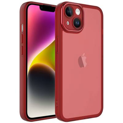 Apple iPhone 14 Case Camera Protected Transparent Zore Post Cover Red