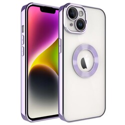 Apple iPhone 14 Case Camera Protected Zore Omega Cover With Logo Lila