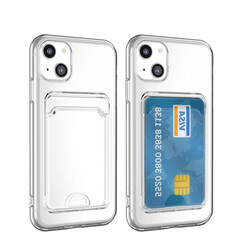 Apple iPhone 14 Case Card Holder Transparent Zore Setra Transparent Silicone Cover Colorless