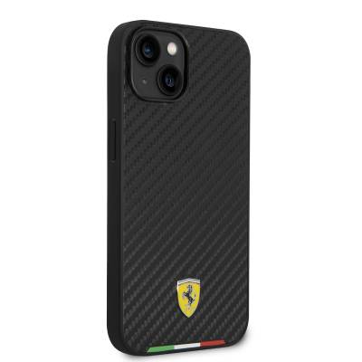 Apple iPhone 14 Case Ferrari Magsafe Carbon Italian Flag Design Cover with Charger Black