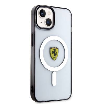 Apple iPhone 14 Case Ferrari Magsafe Transparent Design Cover with Charging Feature Colorless