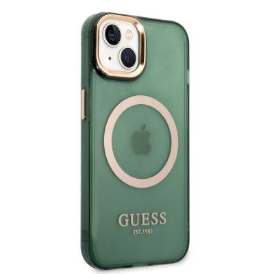 Apple iPhone 14 Case GUESS Magsafe Charge Feature Airbag Design Cover Green