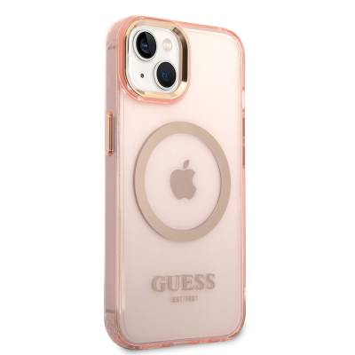 Apple iPhone 14 Case GUESS Magsafe Charge Feature Airbag Design Cover Pink