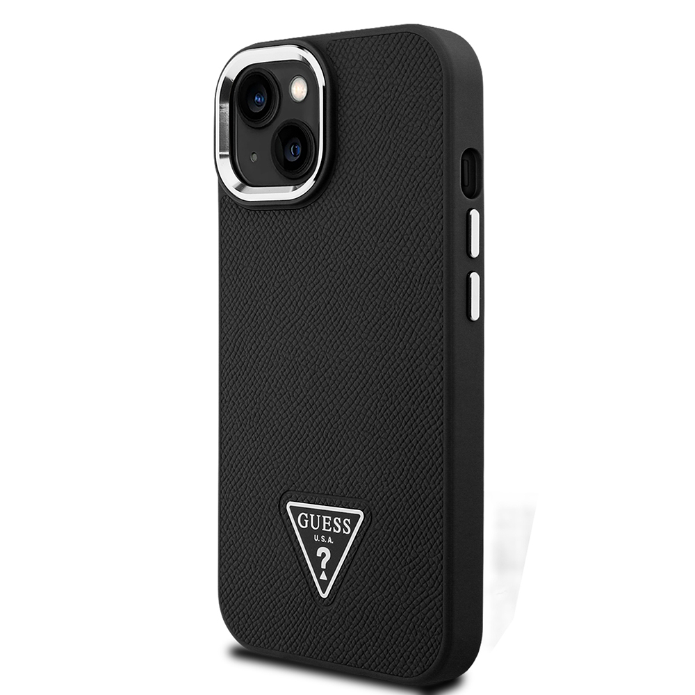 Apple iPhone 14 Case Guess Original Licensed M-safe Charging Feature Grained Triangle Cover - 4
