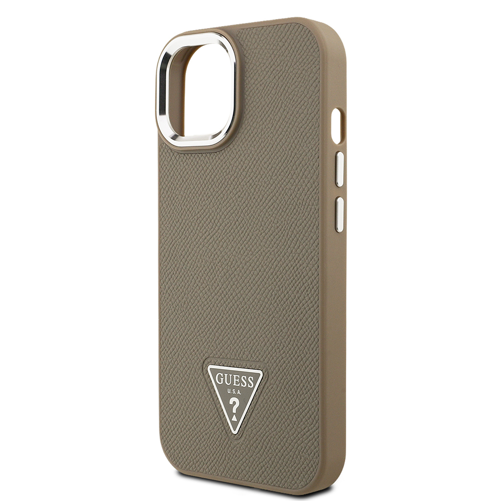 Apple iPhone 14 Case Guess Original Licensed M-safe Charging Feature Grained Triangle Cover - 14